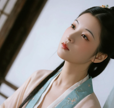 AI中式复古电脑壁纸 | 浅绛色少女古典清爽8K超高清无水印套图