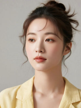 AI清新治愈电脑桌面壁纸 | 鹅黄外套元气灵动女生8K超高清无水印套图
