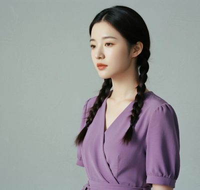 AI清新治愈电脑桌面壁纸 | 芋紫长裙温柔甜美女生8K超高清无水印套图