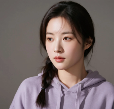AI清新治愈电脑桌面壁纸 | 灰紫卫衣套装闲适治愈女生8K超高清无水印套图