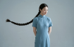 AI中式复古电脑桌面壁纸 | 浅蓝粗布学生旗袍纯净民国女生8K无水印套图