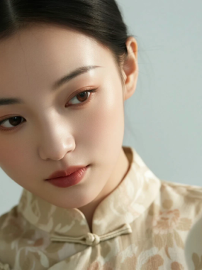 AI中式复古电脑桌面壁纸 | 浅卡穿搭温柔内敛女生8K超高清无水印套图