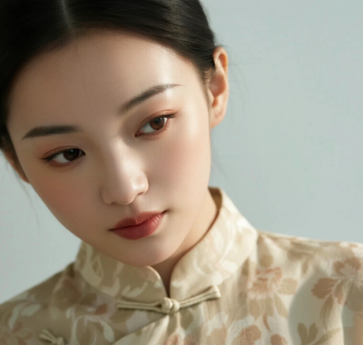AI中式复古电脑桌面壁纸 | 浅卡穿搭温柔内敛女生8K超高清无水印套图