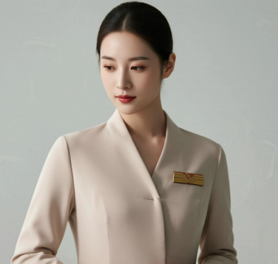 AI空乘气质电脑桌面壁纸 | 奶杏长袖衬衫柔和恬静8K超高清无水印套图