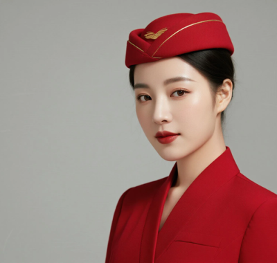 AI空乘气质电脑桌面壁纸 | 枣红修身外套明艳端庄8K超高清无水印套图
