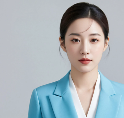 AI空乘气质电脑桌面壁纸 | 天蓝薄款西装清新元气8K超高清无水印套图