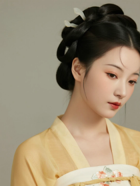 AI中式复古电脑桌面壁纸 | 鹅黄穿搭元气娇俏女生8K超高清无水印套图