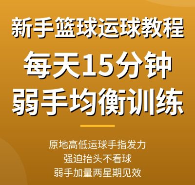 新手怎么练篮球运球教程：每天15分钟，弱手均衡训练解决方案（2026）