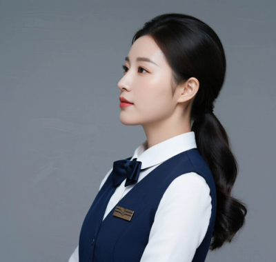 AI空乘气质电脑桌面壁纸 | 藏青制服端庄恬静女生8K超高清无水印套图