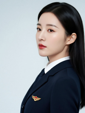 AI空乘气质电脑桌面壁纸 | 墨灰风衣素雅大气女生8K超高清无水印套图
