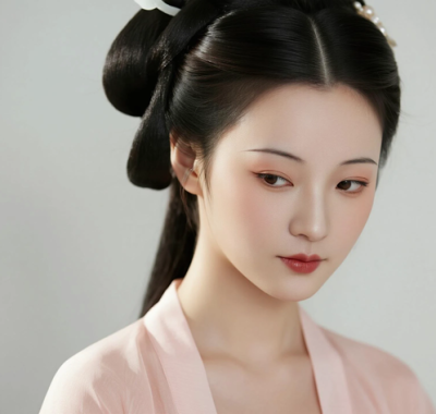 AI中式复古电脑桌面壁纸 | 藕粉罗裙柔美婉约8K超高清无水印套图