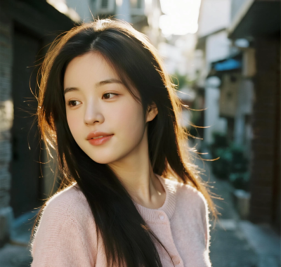 4K邻家女生AI壁纸 | 小巷街角温柔甜妹竖屏套图