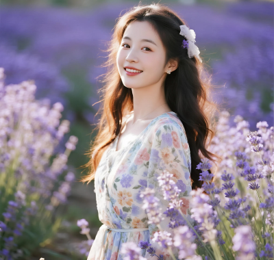4K法式女生AI壁纸 | 薰衣草花海优雅美人竖屏套图