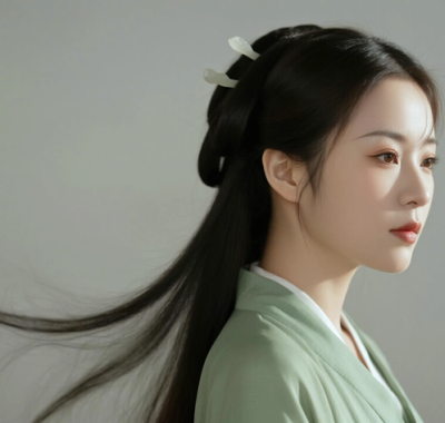 AI中式复古电脑桌面壁纸 | 竹青禅服淡然风雅女生8K超高清无水印套图