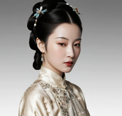 AI中式复古电脑桌面壁纸 | 香槟旗袍轻奢国风女生8K超高清无水印套图