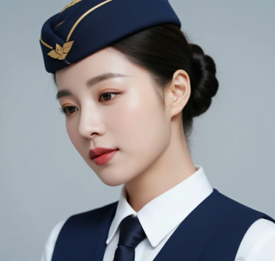 AI空乘气质电脑桌面壁纸 | 藏蓝制服端庄大气女生8K超高清无水印套图