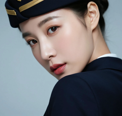 AI空乘气质电脑桌面壁纸 | 墨青工装飒爽得体女生8K超高清无水印套图