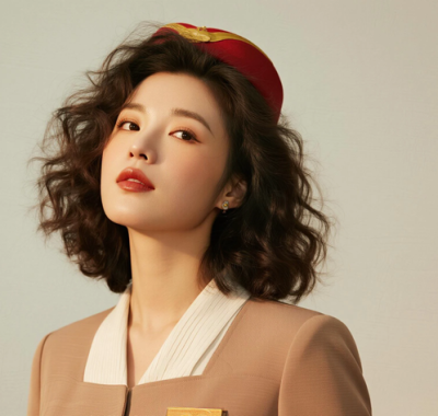 AI空乘气质电脑桌面壁纸 | 浅咖裙装柔美知性女生8K超高清无水印套图